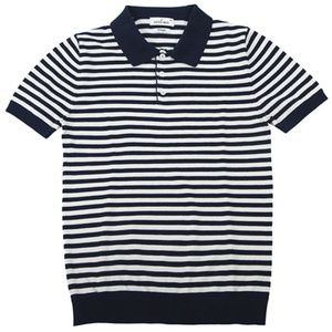 Stitch Note Vinage Melange Striped Polo Sweater